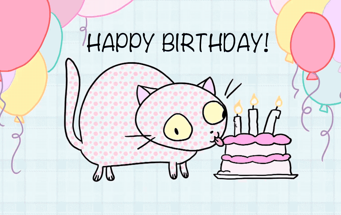 Happy Birthday Cat GIFs. 40 Animated Greeting Cards
