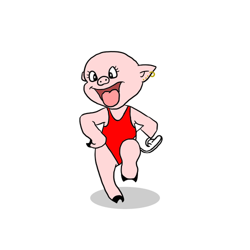 Dancing pig from cartoons of the last century.