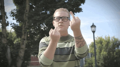 Demonstration of the middle finger on GIFs.